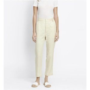 NEW Vince Women's 2 Slouchy Trouser Pants Linen Blend Crop Ankle Cream Career